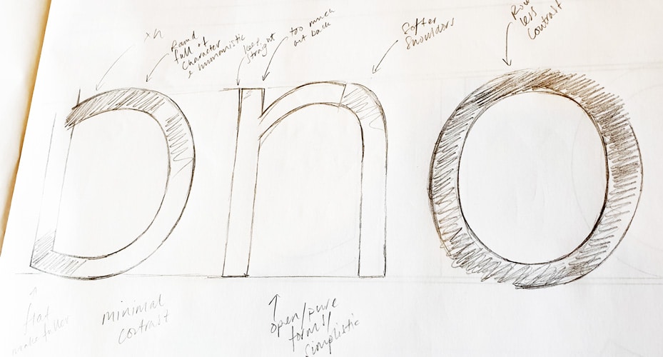 Foundry Sterling initial pencil sketches.