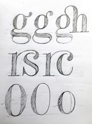 David’s Foundry Tiento ligature sketches.