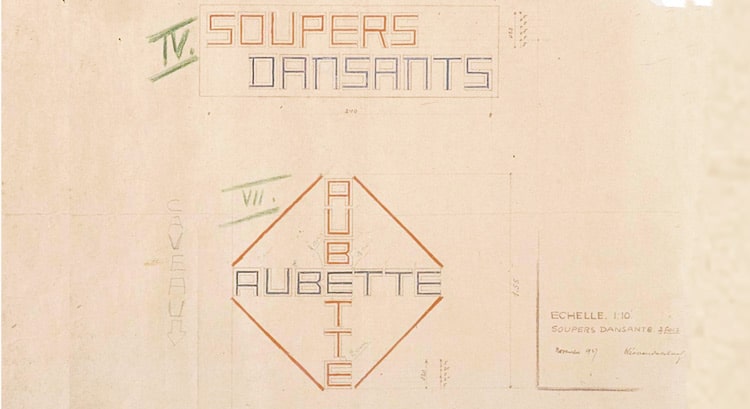 Van Doesberg’s pencil sketch, ‘Soupers Dansants’, Café Aubette