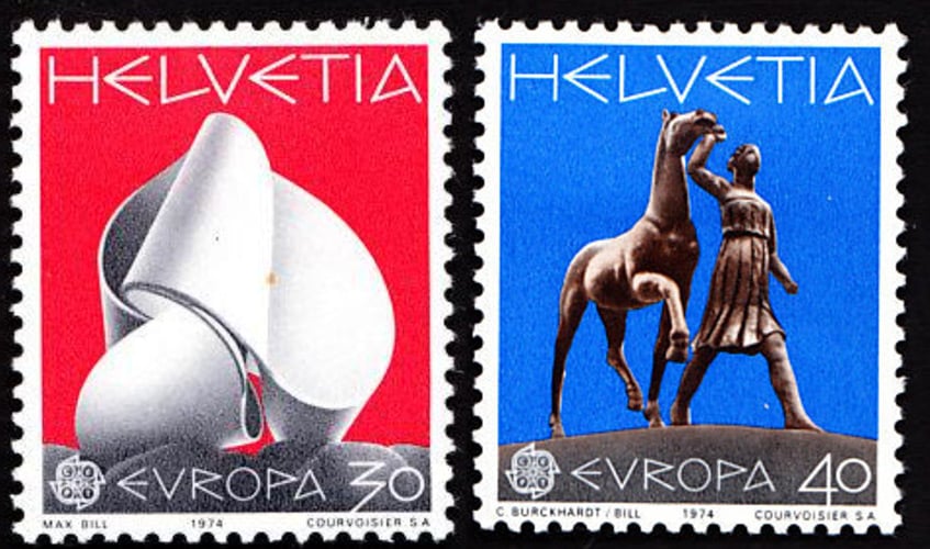 Max Bill’s ‘Helvetia’ postage stamp, 1974.