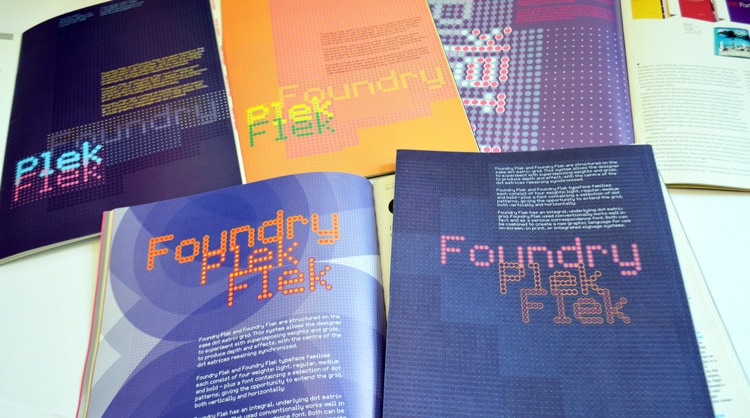A collection of Foundry Flek and Plek ad spreads.
