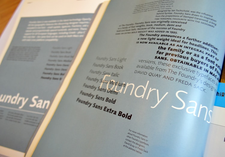 Foundry Sans Eye and Grafik adverts