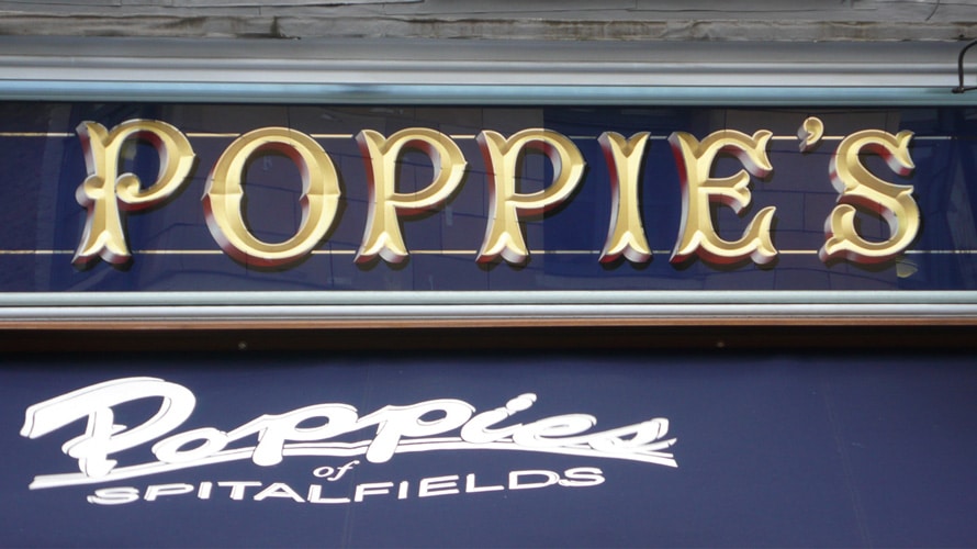 Poppie’s modern pastiche of Victorian facia lettering.