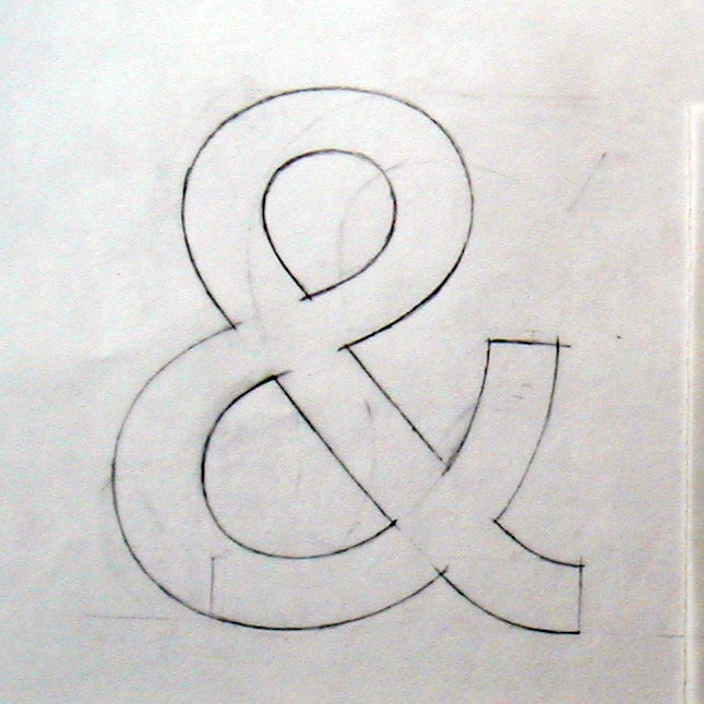 A pencil sketch of the ‘Ampersand’ for the Railtrack typeface ‘Brunel’.