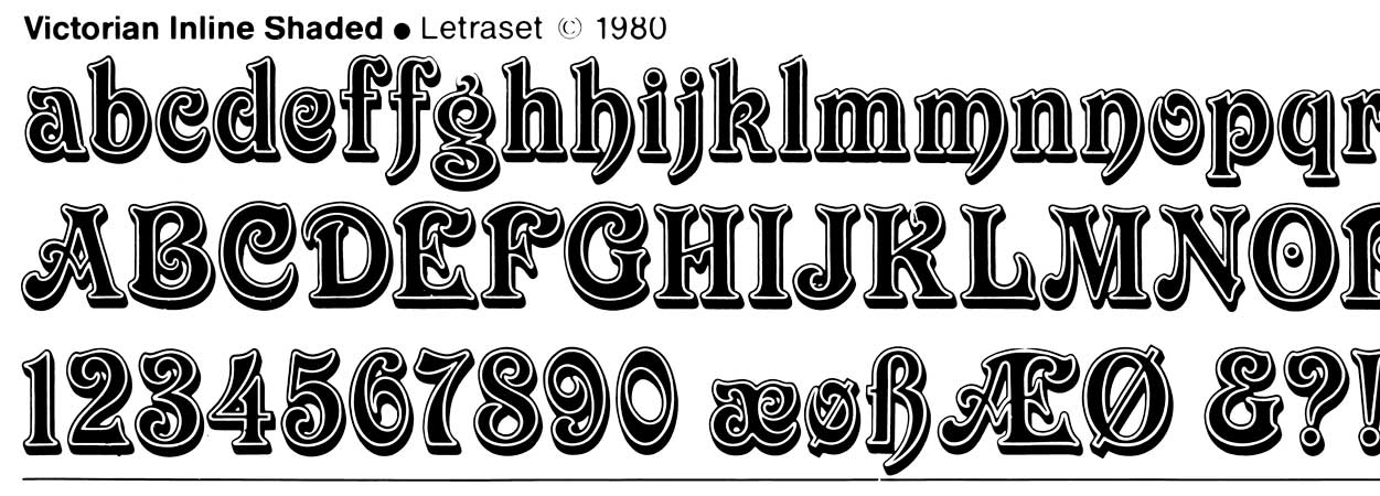 Letraset, Victorian Inline Shaded 1980, line scan.