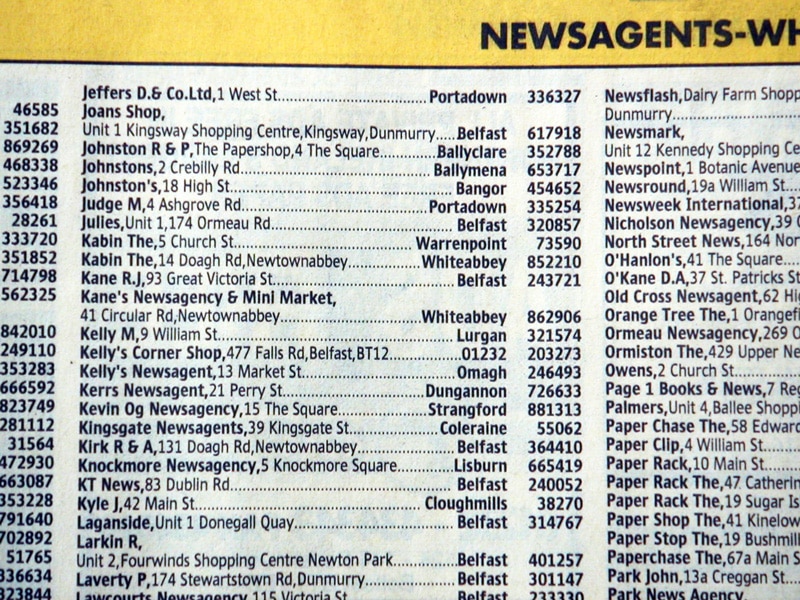 The new Yellow Pages font in a final printed example.