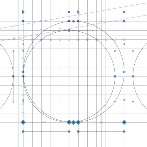 The grid behind the ‘fernhout’ typeface.