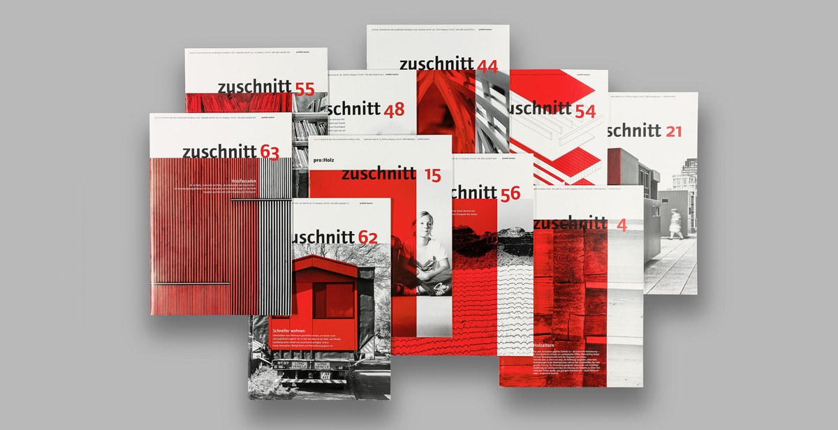 Zuschnitt – Architecture and timber building magazine. Designed by Atelier Andrea Gassner using Foundry Journal.