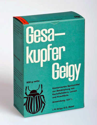 Gesakupfer, Geigy packaging, designed by Andreas His, ca 1954