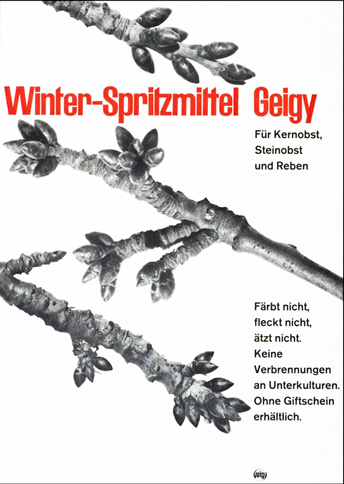 Winter-Spritzmittel Geigy advertisment, designed by Jörg Hamburger, ca 1956